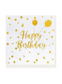 Guardanapo de Papel Happy Birthday Dourado 33 x 33 20 Unidades