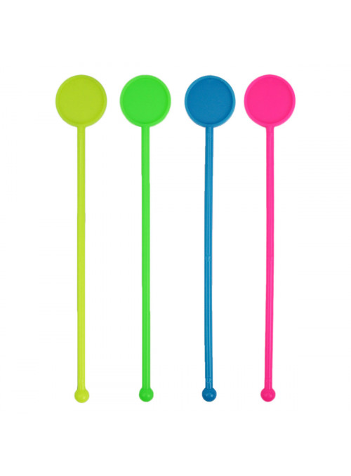 Mexedor de Drink Plástico Redondo Colorido 13,5cm 12 Unidades