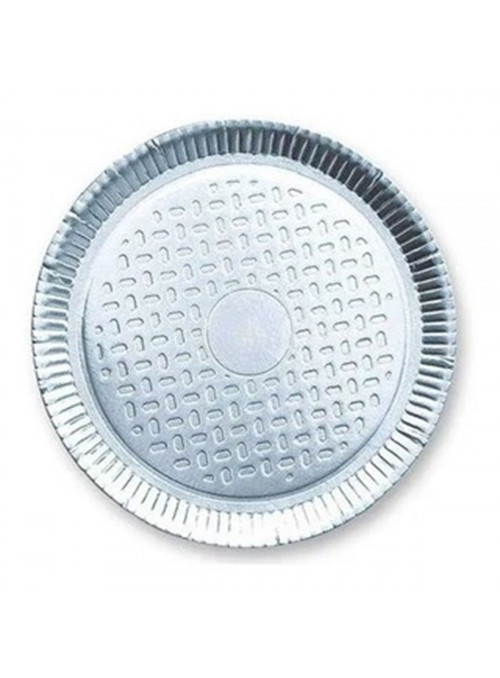 Bandeja Redonda Laminada Prata P5 28,5cm Descartável de Festa