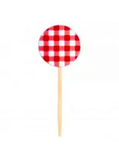 Topo para Cupcake Pick Toppers Xadrez Vermelho 10 Unidades