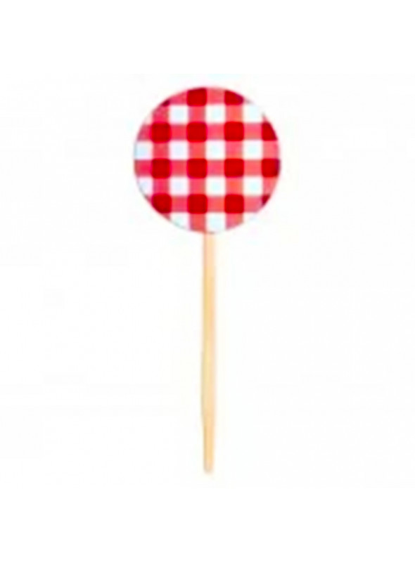 Topo para Cupcake Pick Toppers Xadrez Vermelho 10 Unidades