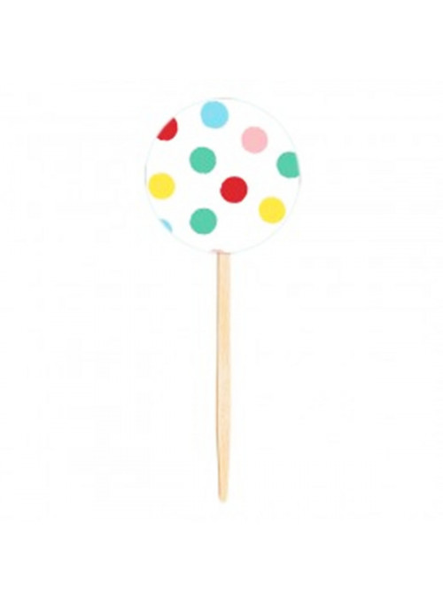 Topo para Cupcake Pick Toppers Confete Colorido 10 Unidades