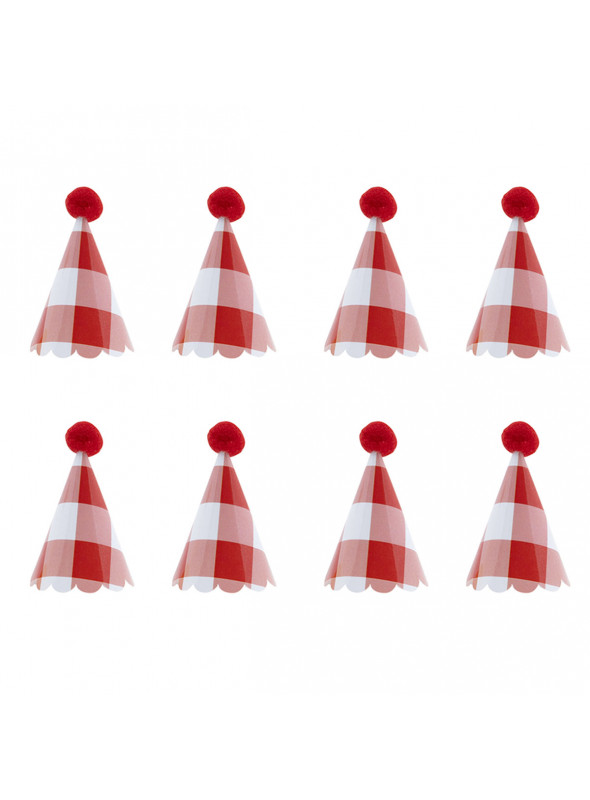Mini Chapeuzinho Xadrez Vermelho para Doces e Decoração 4,5cm 8 Unidades