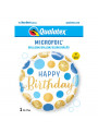 Balão Metalizado Aniversário Pontos Azul e Dourado 18 Polegadas 46cm Qualatex