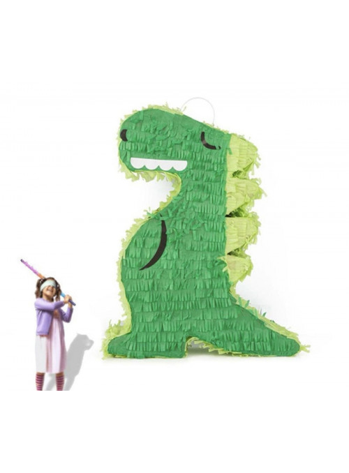 Pinhata Dinossauro Verde com Bastão e Máscara Bam Festas Boutique de Festas
