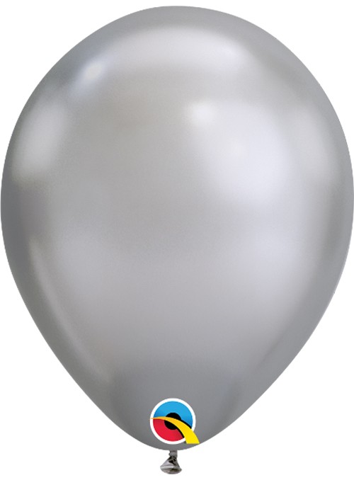 Balões de Látex Prata Chrome - 5 unidades