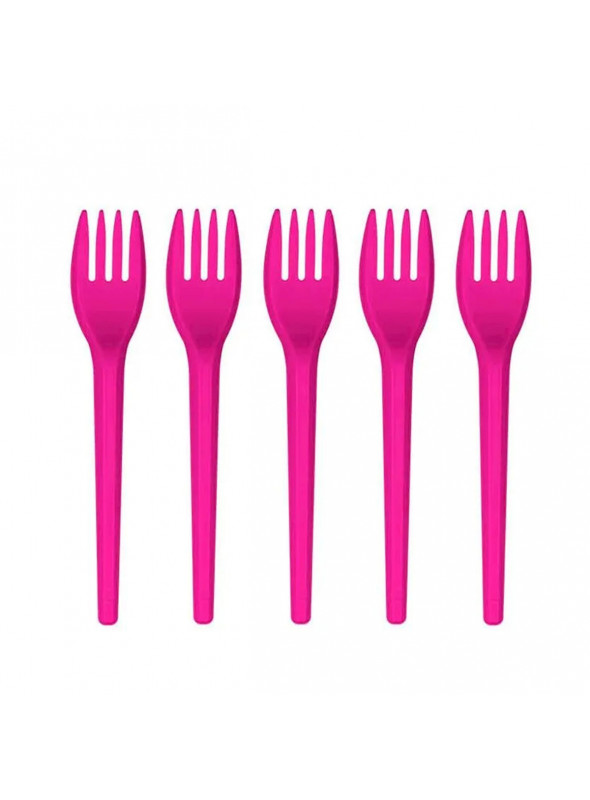 Garfo de Plástico Sobremesa Rosa Pink 50 Unidades Descartáveis de Festa