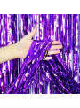 Cortina Metalizada Roxa 1m x 2m Decoração de Festa Silver Festas