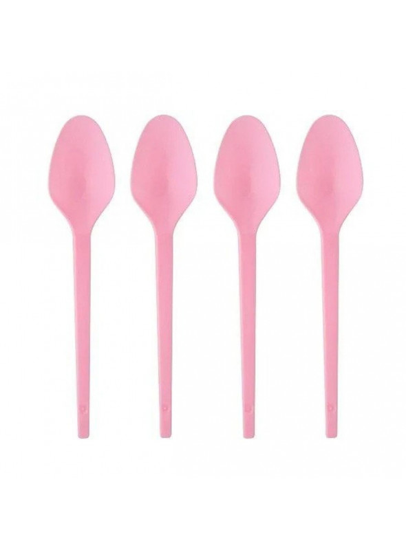 Colher de Plástico Sobremesa Rosa Claro 50 Unidades Festcolor Descartáveis de Festa