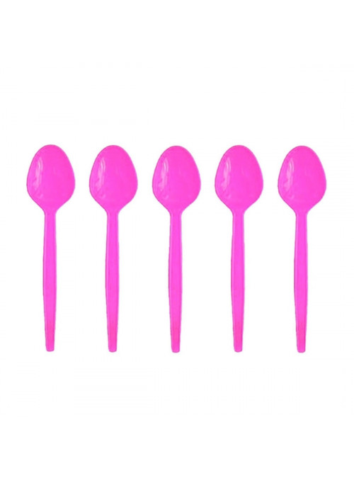 Colher de Plástico Sobremesa Rosa Pink 50 Unidades Festcolor Descartáveis de Festa