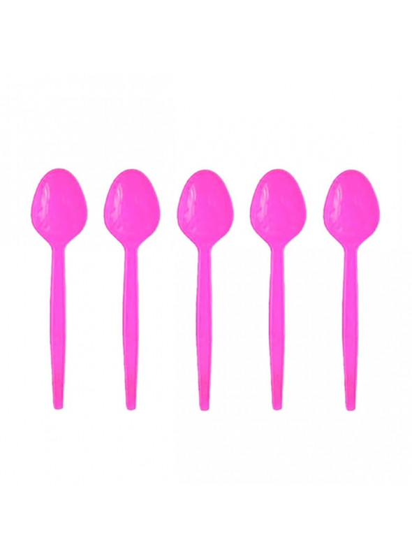 Colher de Plástico Sobremesa Rosa Pink 50 Unidades Festcolor Descartáveis de Festa