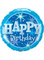 Balão Metalizado Happy Birthday Azul – 1 unidade