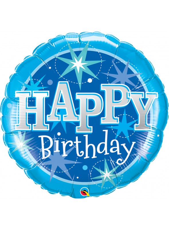 Balão Metalizado Happy Birthday Azul – 1 unidade