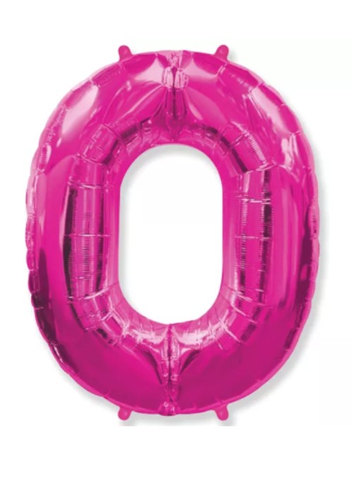 Balão Metalizado Rosa Número 0 – 1 unidade