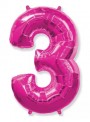 Balão Metalizado Rosa Número 3 – 1 unidade