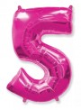 Balão Metalizado Rosa Número 5 – 1 unidade