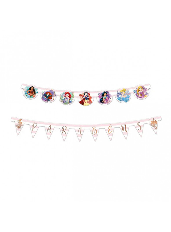 Faixa Decorativa Aniversário Parabéns Princesas Disney