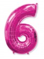 Balão Metalizado Rosa Número 6 – 1 unidade