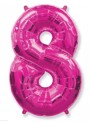 Balão Metalizado Rosa Número 8 – 1 unidade