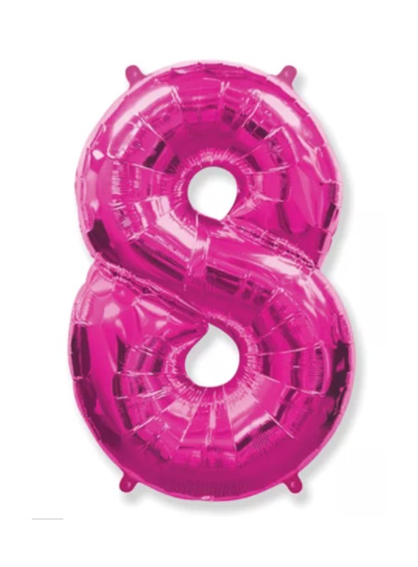 Balão Metalizado Rosa Número 8 – 1 unidade