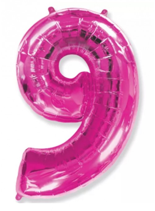 Balão Metalizado Rosa Número 9 – 1 unidade