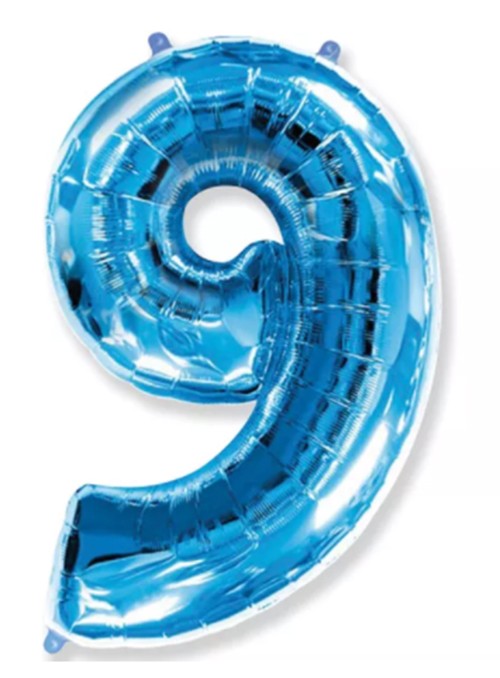 Balão Metalizado Azul Número 9 – 1 unidade