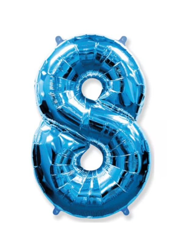 Balão Metalizado Azul Número 8 – 1 unidade