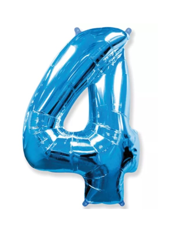 Balão Metalizado Azul Número 4 – 1 unidade