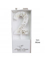 Vela de Aniversário Branco com Glitter Número 2 Premium